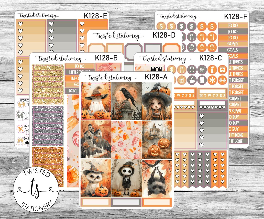 Cute and Creepy Halloween Weekly Kit Stickers, Planner Stickers ...