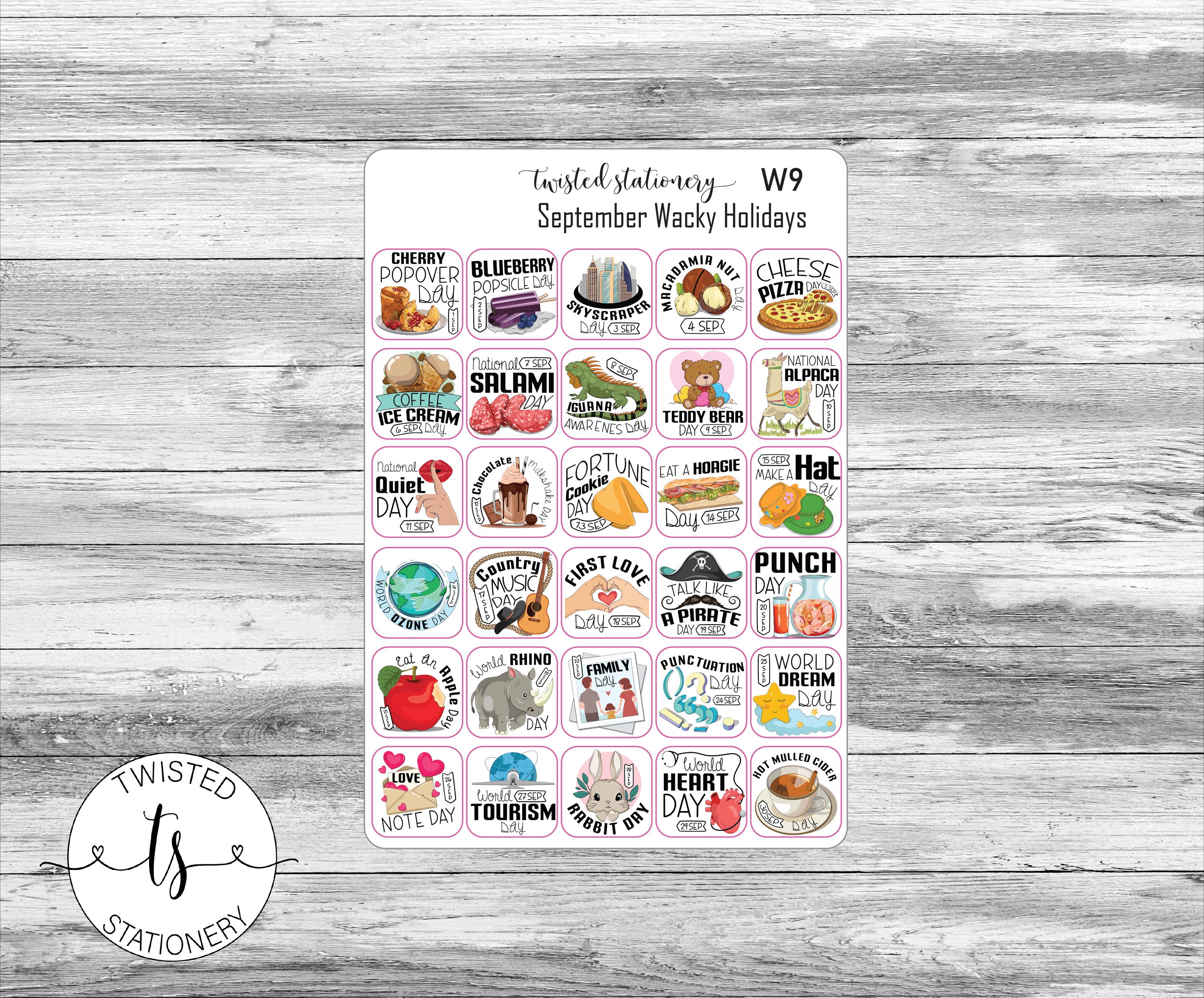 Full Year of Wacky Holiday Stickers, Monthly Deco, Planner Stickers
