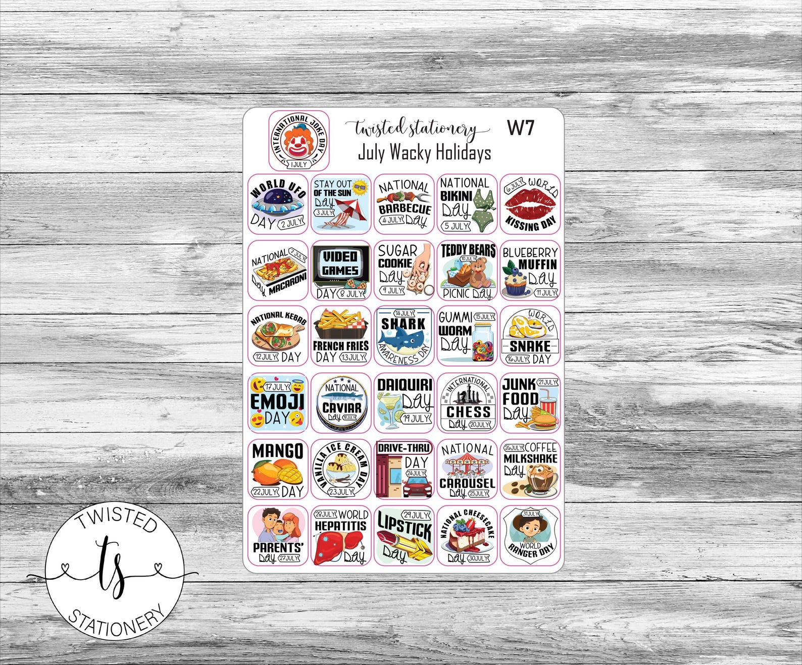 Full Year of Wacky Holiday Stickers, Monthly Deco, Planner Stickers