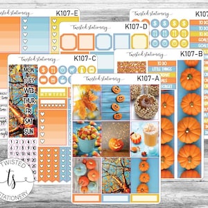 Hello Pumpkin Photo Weekly Kit Stickers, Planner Stickers, Scrapbooking, Bullet Journals, No White Space Kit, Vertical Planner Stickers
