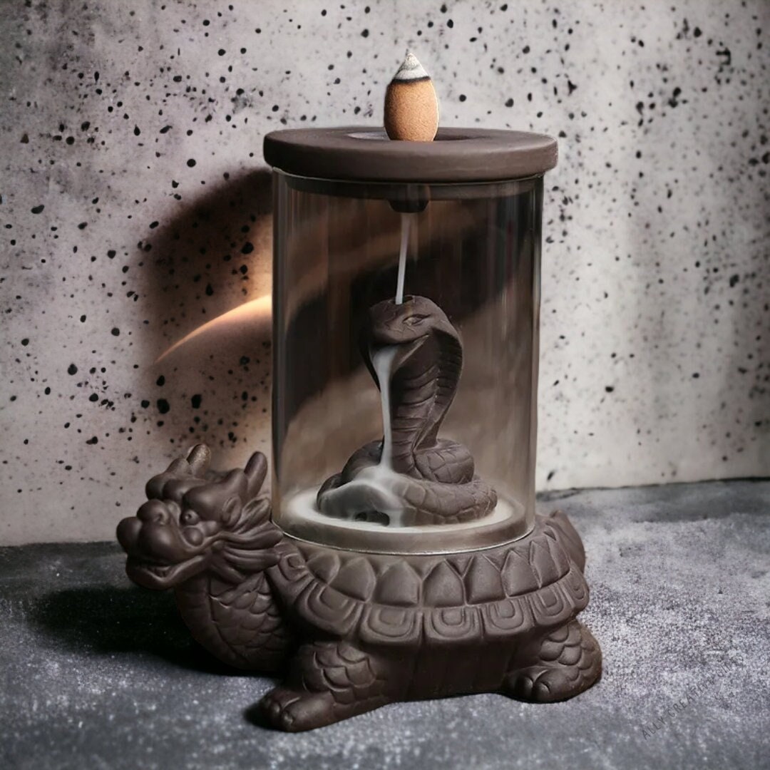 Dragon Snake Incense Backflow Burner Ceramic Auspicious Etsy