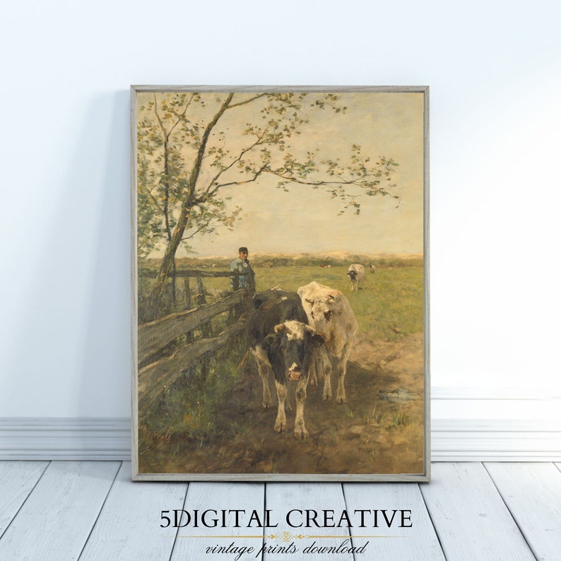 Vintage Farmhouse Landscape Print, Vintage Farme Country Landscape