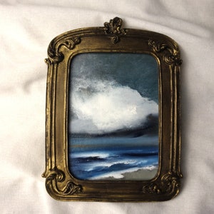 Small Sea Oil Painting in Vintage Style Frame