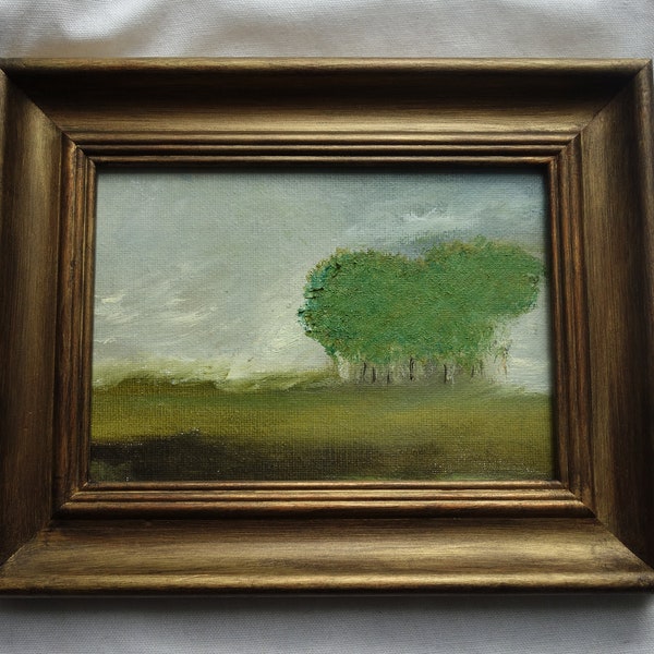 Original landscape oil painting, vintage golden framed oil painting, peinture à l'huile paysage encadré