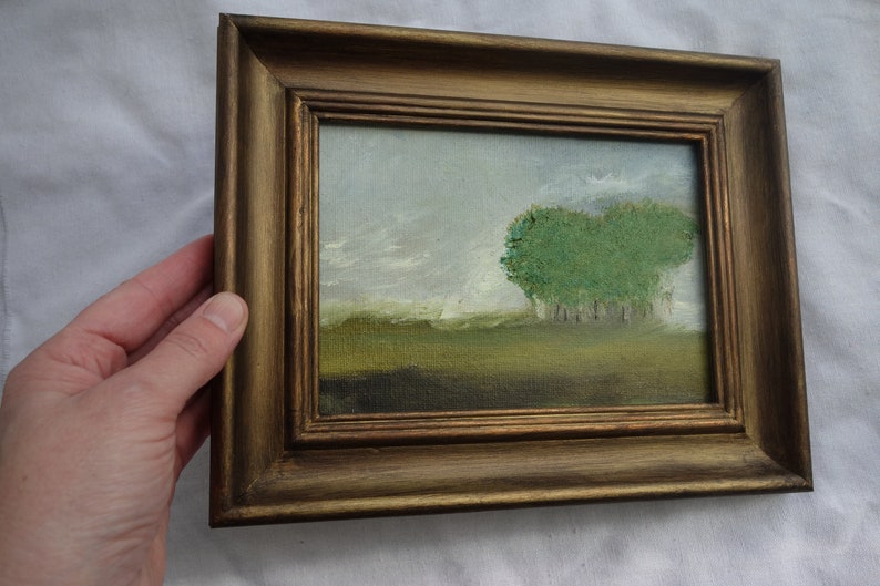 Original landscape oil painting, vintage golden framed oil painting, peinture à l'huile paysage encadré image 5