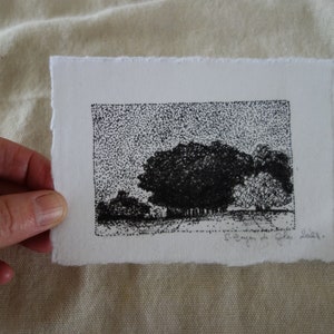 Tiny landscape drawing, ink landscape drawing, petit dessin à l'encre de paysage image 2