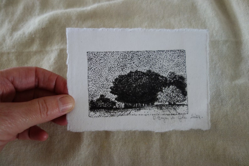 Tiny landscape drawing, ink landscape drawing, petit dessin à l'encre de paysage image 2