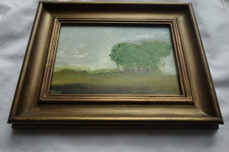 Original landscape oil painting, vintage golden framed oil painting, peinture à l'huile paysage encadré image 3