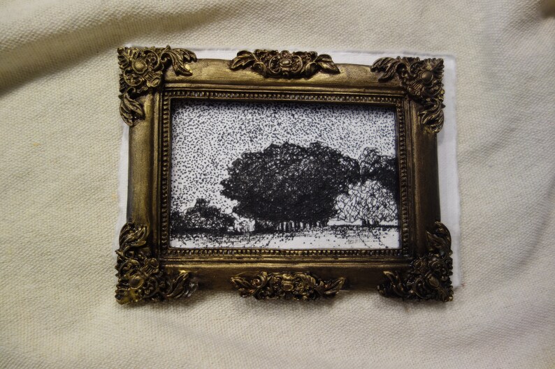 Tiny landscape drawing, ink landscape drawing, petit dessin à l'encre de paysage image 3