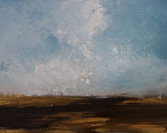 Small landscape oil painting, peinture paysage huile sur bois