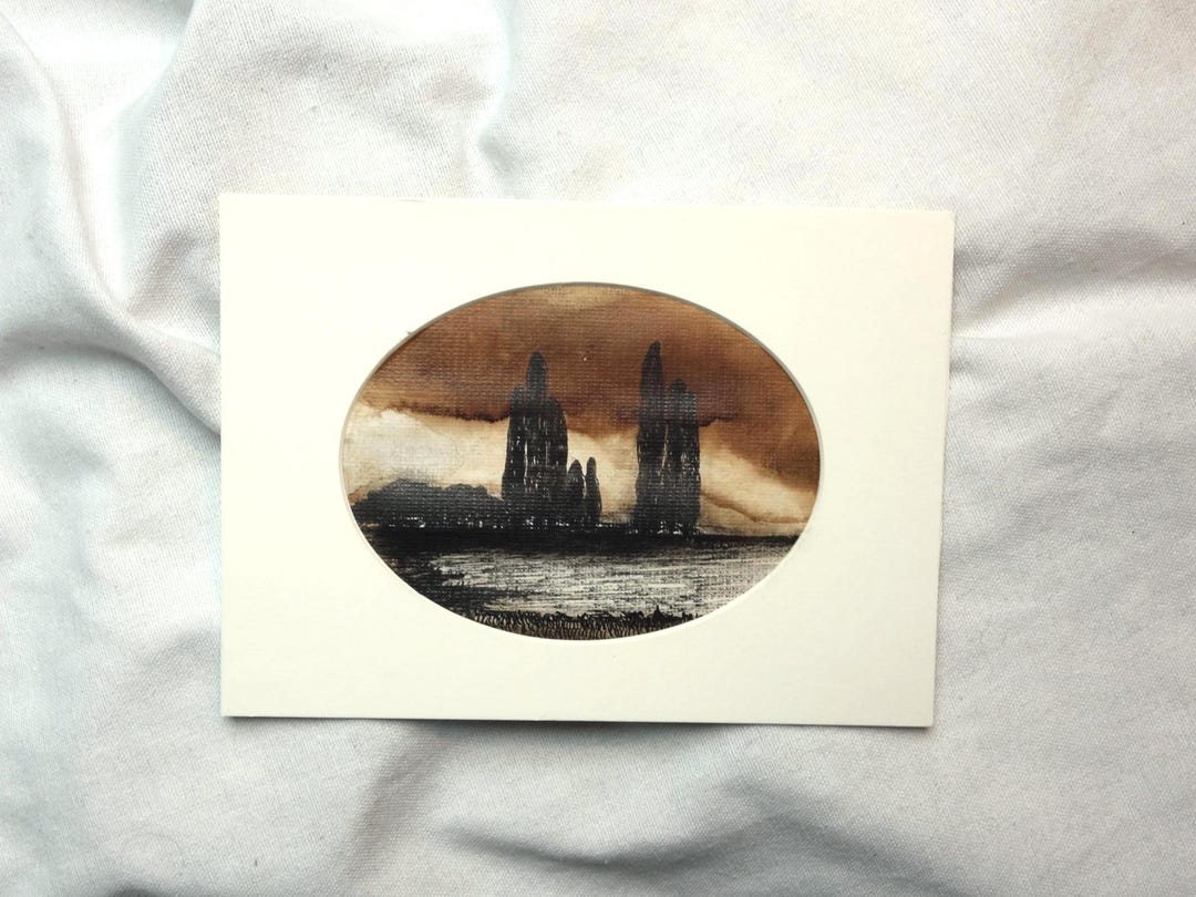 ORIGINAL Drawing in Ink and Pen, Landscape Drawing, Vintage and Unique ...