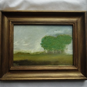 Original landscape oil painting, vintage golden framed oil painting, peinture à l'huile paysage encadré image 2