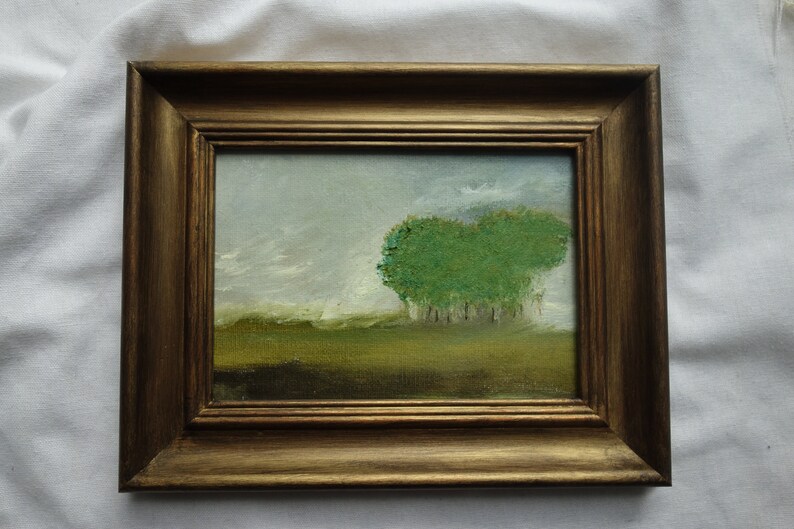 Original landscape oil painting, vintage golden framed oil painting, peinture à l'huile paysage encadré image 2