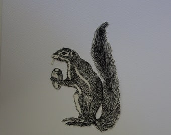 Ink animal drawing, vintage framed  animal drawing, dessin encadré original à l'encre et stylo, dessin animal vintage, modèle unique.