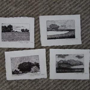 Tiny landscape drawing, ink landscape drawing, petit dessin à l'encre de paysage image 4