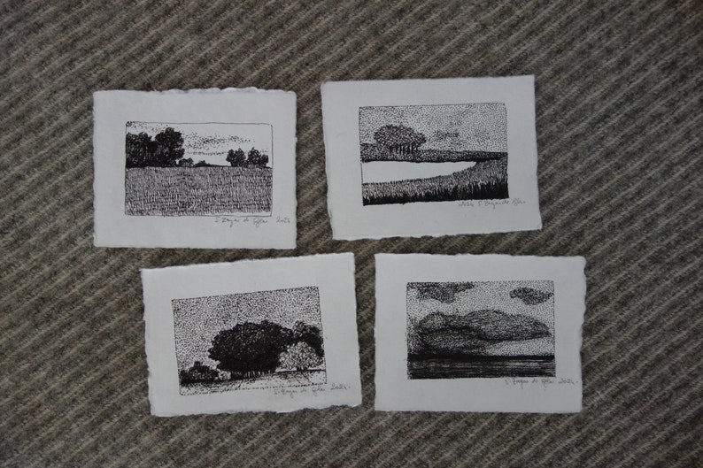 Tiny landscape drawing, ink landscape drawing, petit dessin à l'encre de paysage image 4