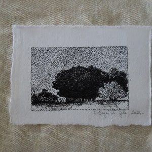 Tiny landscape drawing, ink landscape drawing, petit dessin à l'encre de paysage image 1