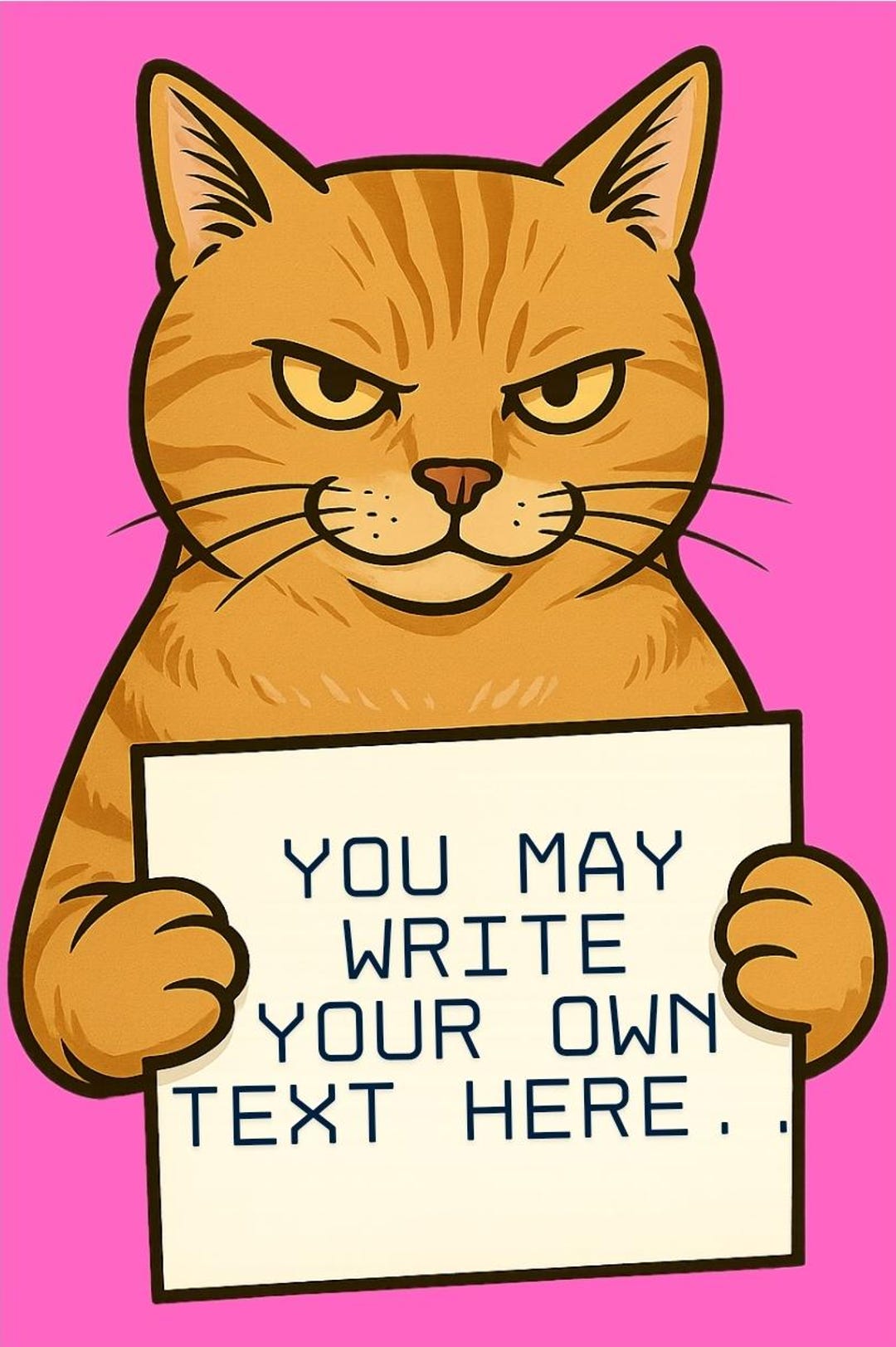 Grumpy Cat With Sign PNG & JPG Bundle | Customizable Pet Art - Etsy