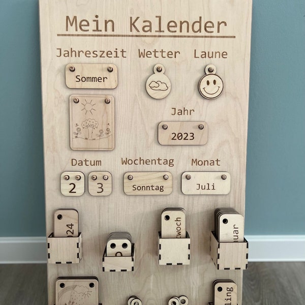 Kinderkalender Montessori Deutsch / Englisch SVG / DXF