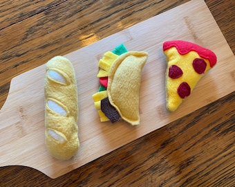 Cat toys , cat toy set, catnip toy, baguette cat toy, pizza cat toy, taco cat toy