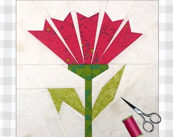 Fire Flower FPP Pattern | Paper Pieced Quilt Block | 2 Sizes | Digital Download