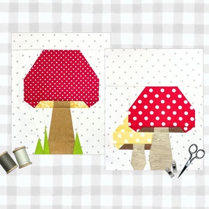 Fairy Garden Mushrooms FPP Pattern | 8”x10” and 10"x12" Block Foundation Paper Piecing Patterns