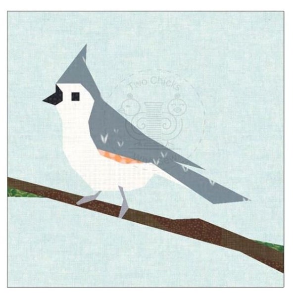 Tufted Titmouse Foundation Paper Piecing Pattern 10"x10" Block  | Tufted Titmouse FPP  |  Bird FPP  | Bird Quilt