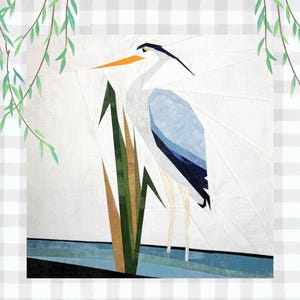Motif de blocs de courtepointe héron bleu | Papier de base (téléchargement numérique)