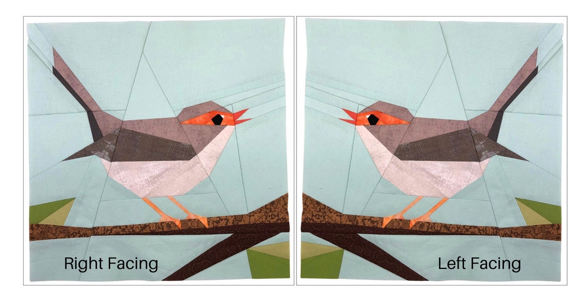 Fairy Wren Bird FPP Pattern | Paper Pieced Quilt Block | 2 Versions ...