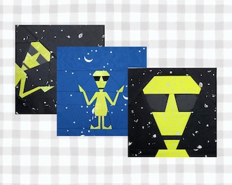 Alien FPP-patronen | 2 maten | Gebreid quiltblok | Digitale download