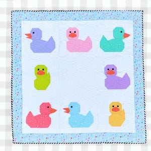 Ducky Derby FPP & Quilt Pattern | Finished Size: 42&quot;x42&quot; | Foundation Paper Piecing Pattern Block Size 12&quot;x12&quot;