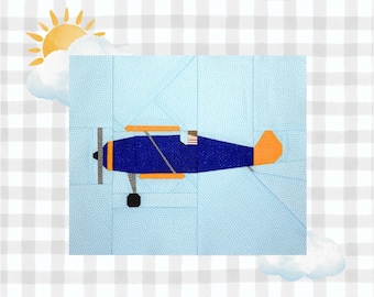 Cloud Hopper Biplane FPP Pattern | Foundation Paper Pieced Quilt Block Patterns