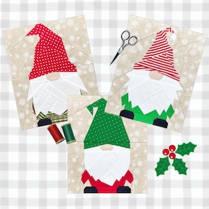 Patrones de bloques de edredón FPP de Gnome Bundle / 3 versiones / Descarga digital