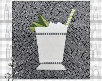 Mint Julep-cocktail FPP-patroon | Paper-piecing met foundation | 3 maten | (Digitale download)