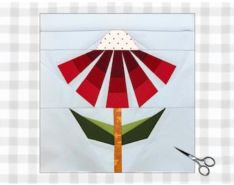 FPP-patroon bloem knoopbloesem | Gebreid quiltblok | 3 maten | Digitale download