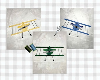 Biplane Blitz Airshow Airplane FPP Patterns | 3 Versions | Foundation Paper Pieced Quilt Bock Patterns