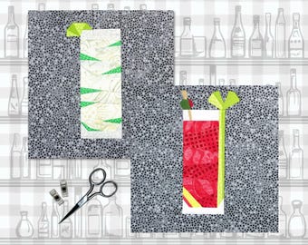 Cocktailquiltblok FPP-patroon | Mojito en Bloody Mary (digitale download)