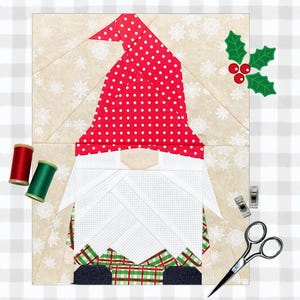 Alfwin the Gnome FPP Pattern | 8”x10” Foundation Paper Pieced Quilt Block | Digital Download