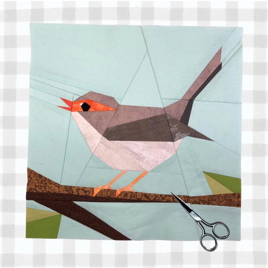 Fairy Wren Bird FPP Pattern | Paper Pieced Quilt Block | 2 Versions ...