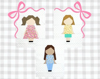 FPP-patroon kleine meisjes | Gebreid quiltblok | 3 maten | Digitale download