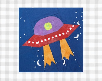 Vliegende schotel FPP-patroon | 2 maten | Quiltblok met paper piecing | Digitale download