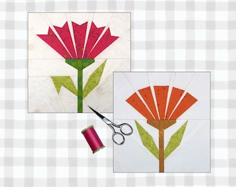Flowers Fire & Daisy FPP Patterns | 2 sizes | Quilt Blocks | Digital Download