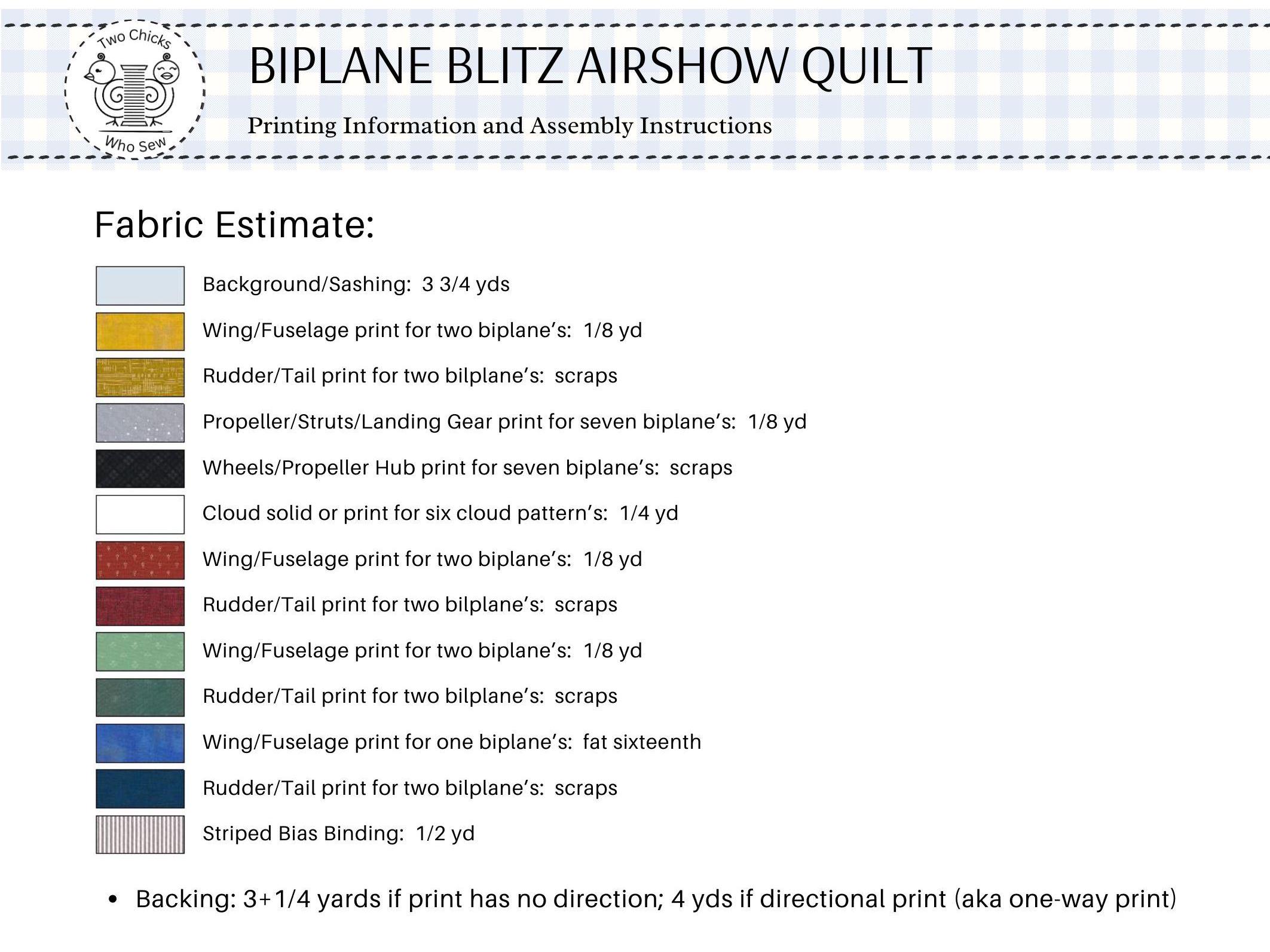 Biplane Blitz Airshow FPP & Quilt Pattern | Finished Size: 50