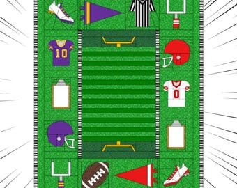 FPP-patroon voetbalquilt | Foundation paperpiecing-patroon direct downloaden | 44" x 58"