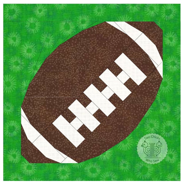 Football FPP, Foundation Paper Piecing Pattern, 10"x10" Quilt Pattern