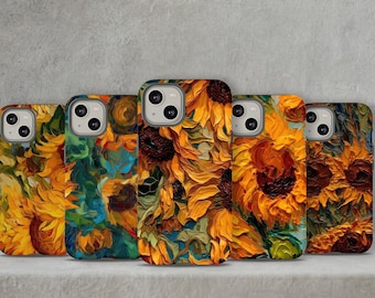 Van Gogh Sunflowers Phone Case, Floral Fine Art Cell Phone, Artistic Cover for iPhone 15 14 13 Magsafe Pro Max Plus, Samsung S25, 0056