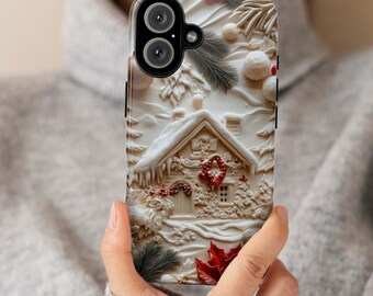 Funda para teléfono Winter Wonderland, casa navideña 3D con MagSafe para iPhone 16, 15, 14, 13, 12 Pro Max Plus, Samsung S24 Ultra, Pixel 8, 433.8