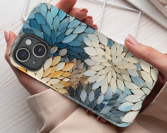 Pastel Floral Stained Glass Illusion Print Tough Phone Case for iPhone 16 15 14 13 Pro Max Plus, MagSafe or ToughCase, Galaxy, Pixel 9, 334