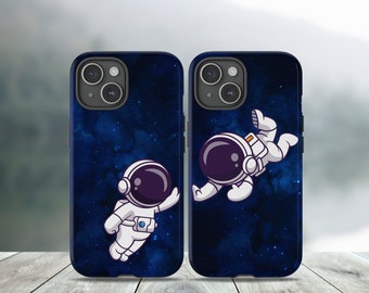 Coque de portable astronaute assortie pour couple, coque Spaceman Bride & Groom, coque Galaxy pour iPhone 15 14 13 12 11 XR Pro Max/Samsung Galaxy