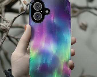 Funda para teléfono Aurora Boreal, Funda colorida arcoíris para iPhone 16 15 14 13 Pro Max MagSafe, Samsung S25, 82.2